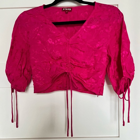 STAUD Blossom Satin Jacquard Crop Top - Picture 2 of 3